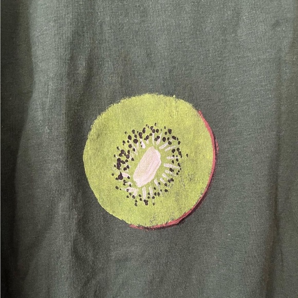 We Are Hairy People Hand Painted Kiwi Tee T Shirt Large Green Fruit Top Cotton L - Picture 4 of 7